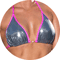 Keuze van mooie dames bikini's uit gemetalliseerde Lycra