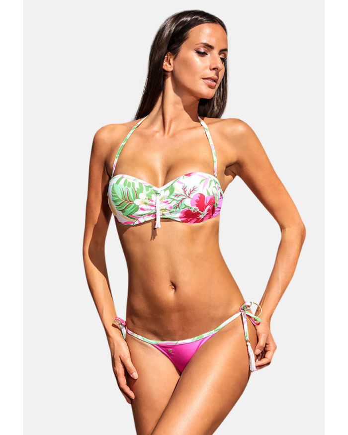 Maillot de bain string bikini brésilien rose vert Canaries